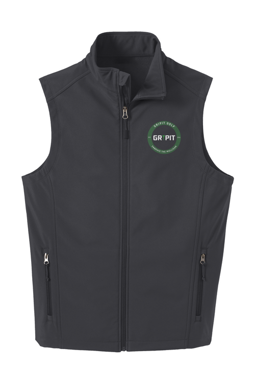 GRIPIT GOLF men's softshell golf vest in black with embroidered logo