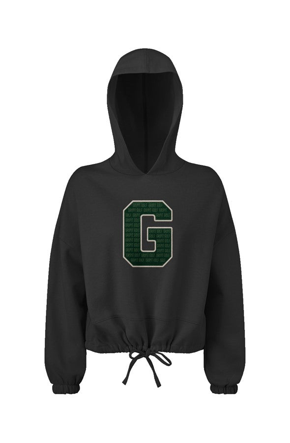 GRIPIT GOLF Retro G women's cropped oversized golf hoodie