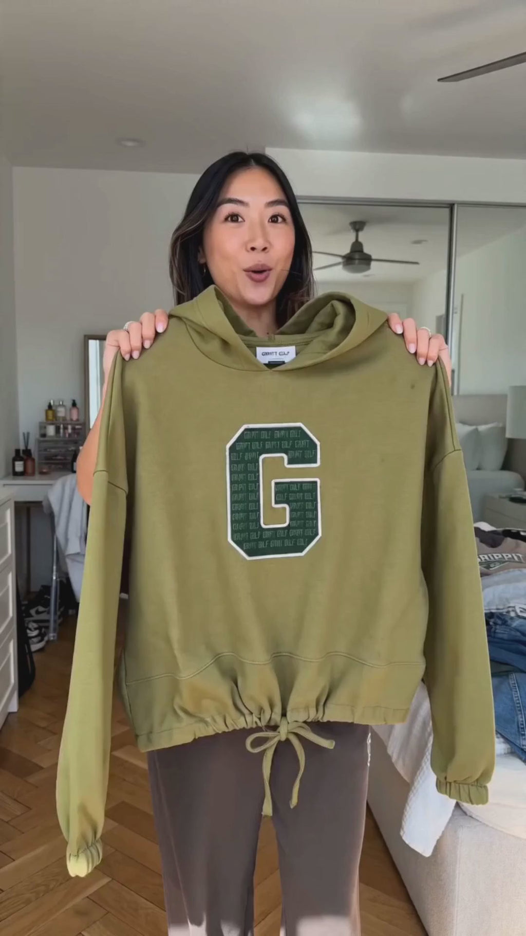 GRIPIT Retro G Ladies Cropped Oversize Hoodie